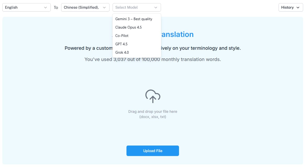 Custom LLM translation service using RAG workflows for secure, brand voice translation at scale.