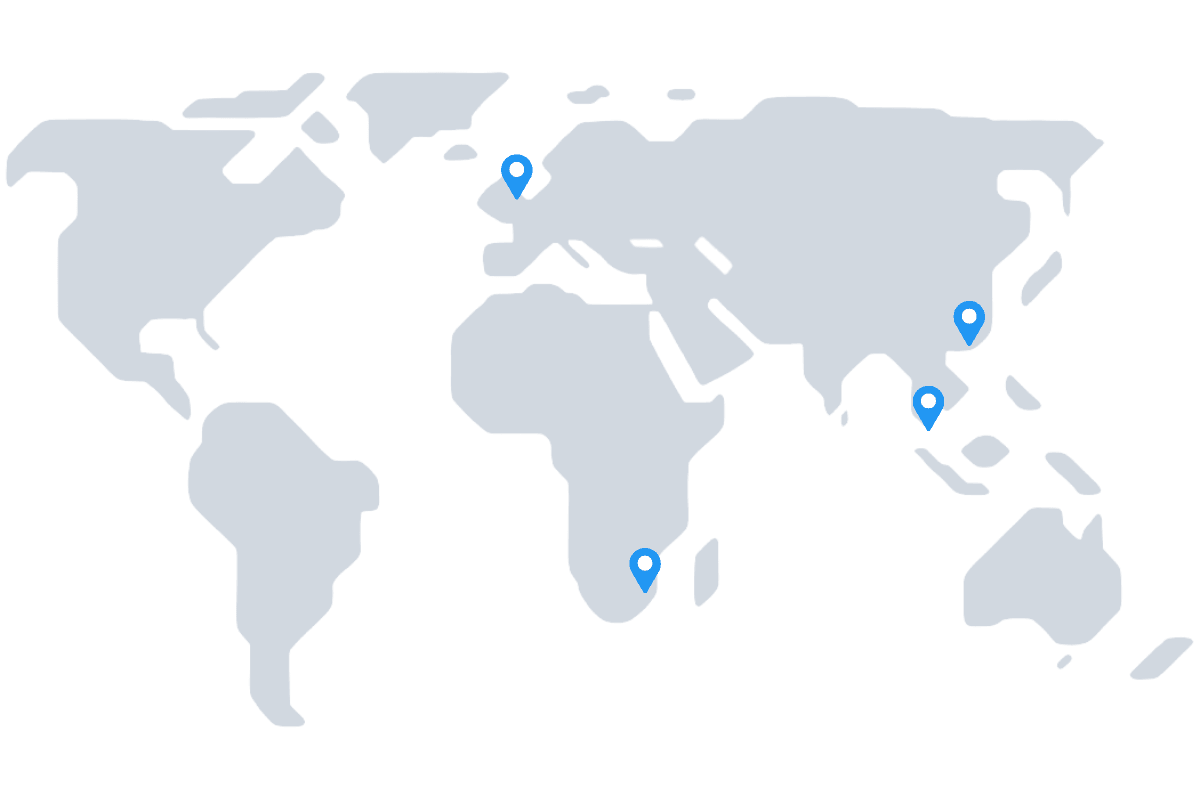 Map locations of Mind Your Language offices across different regions.